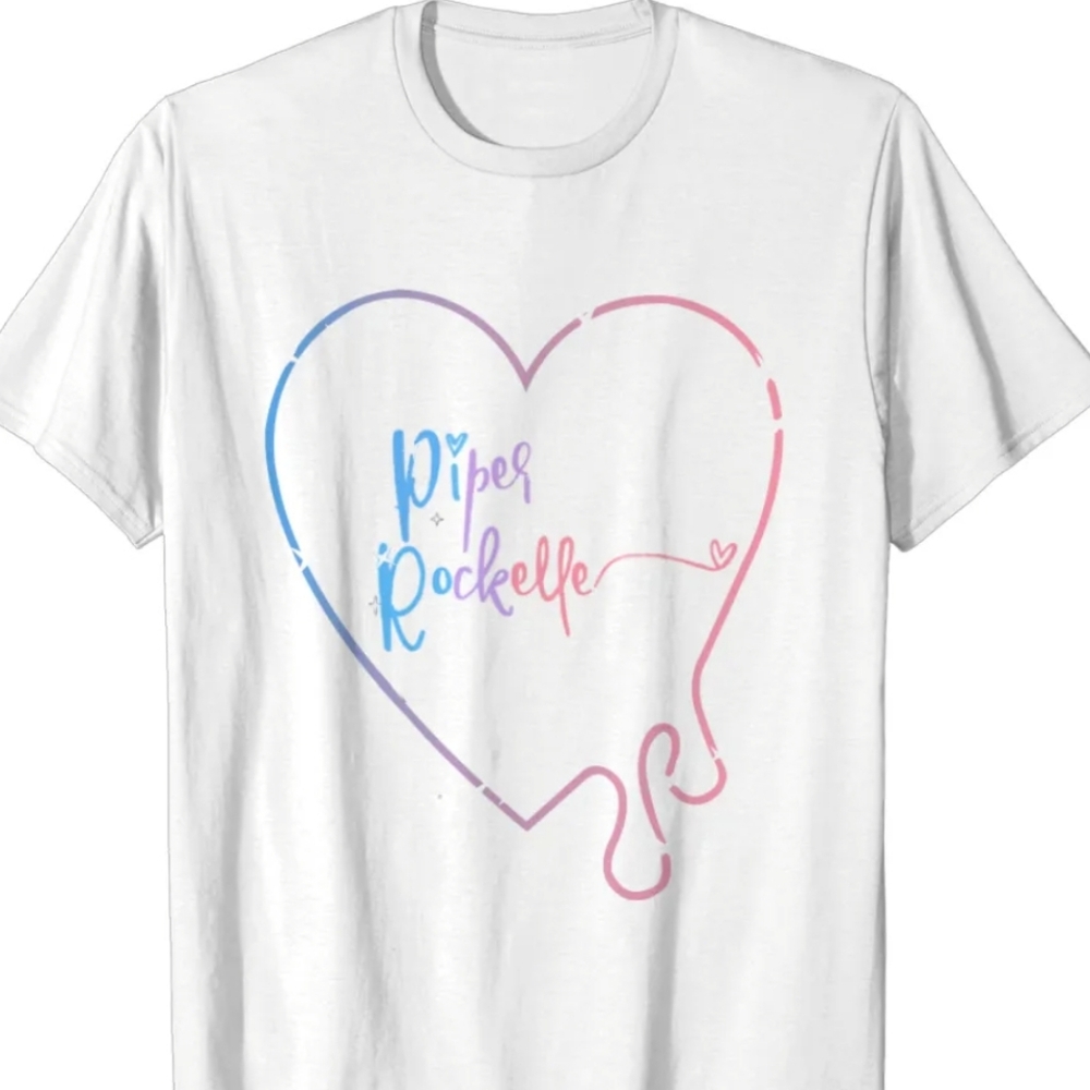 Piper Rockelle Vitntage Merch Drippy Heart Crop T-Shirt. White. Size= S